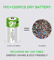 Smartoools Baterai Lithium Ion (LiCoO2) Ukuran D Isi Ulang USB 1.5V 12000mWh Garansi 2 Tahun 1200 Siklus untuk Meter Air