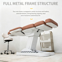 Fauteuil de Beauté Électrique de Luxe Blanc avec 4 Moteurs et Lumière LED pour Salon de Beauté - Lit de Soins Esthétiques et de Cils