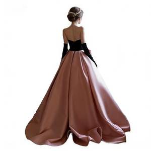 Gaun Malam Mewah Baru Warna Pink Model A-line Tanpa Tali Pita Sutra Formal Pesta <span class=keywords><strong>Prom</strong></span> Putri Quinceanera Dapat Disesuaikan - Product Image 5