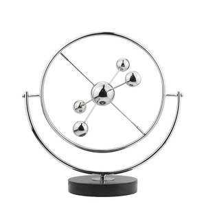 Escultura Giratoria <span class=keywords><strong>de</strong></span> Metal Plateado para Escritorio, Adorno con Base <span class=keywords><strong>de</strong></span> Mármol Negro, Decoración Moderna <span class=keywords><strong>de</strong></span> Lujo para el Hogar, Venta Directa <span class=keywords><strong>de</strong></span> Fábrica - Product Image 6