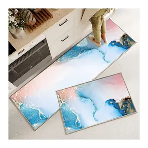 Kitchen specific floor mat with water and oil absorption, anti slip crystal velvet long strip foot mat, light luxury