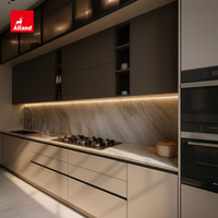 Armoires de cuisine Alland de style minimaliste luxueux en bois massif avec finition peinte et composants multifonctionnels pour le rangement