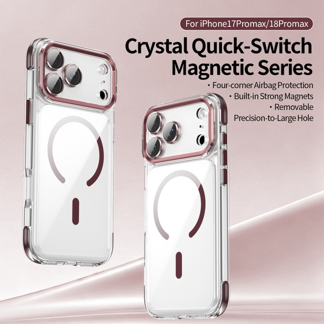 Best Selling Clear Hybrid Acrylic TPU Built-in Strong Magnet Airbag Shock Resistance Phone Case for IP 18 17 16 15 14 13