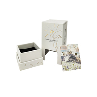 Boîte rigide de luxe personnalisée blanche en deux parties avec couvercle et base pour bougie, crème pour le visage, soin de la peau, emballage cosmétique, boîte cadeau avec carte