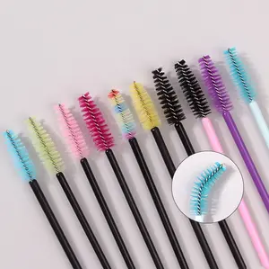 Nova Chegada Arco-íris Colorido Lash Extensão Maquiagem Escovas 50Pcs Mascara Spoolie Wands Escova De Cílios De Cristal Descartável