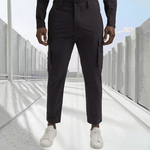 Customized Men's High Quality <b>Canvas</b> <b>Plain</b> Dyed Straight Casual Training Jogging Pants with Drawstring Closure - Product Image 3