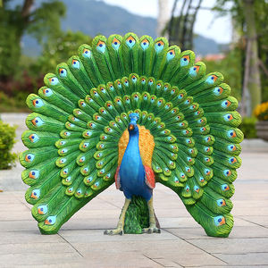 Figurina animale del pavone della scultura del pavone della vetroresina della resina di nuovo disegno per la decorazione all'aperto del parco - Product Image 4