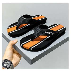 Tongs à rayures colorées pour hommes, sandales confortables antidérapantes pour un usage quotidien en été - Product Image 6