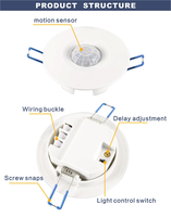 Lampu plafon inframerah TDL-9959J, rumah pintar Sensor cahaya otomatis kualitas tinggi 12V 110V 220V bersertifikat CE