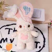 Peluche Lapin avec Boutons Décoratifs, Jouet en Peluche Doux, Poupée Lapin Rembourrée, Cadeau d'Anniversaire pour Enfants et Filles, Peluche Personnalisable Disponible