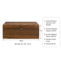 Ensemble de carafe à whisky personnalisée avec logo, 4 verres et pierres, dans un coffret cadeau en bois pour hommes, vente en gros aux États-Unis