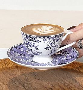 Offre Spéciale : Ensemble Tasse et Soucoupe à Café en Porcelaine Bleue Style Rétro Français 220ml – Écologique pour le Thé de l'Après-midi - Product Image 5