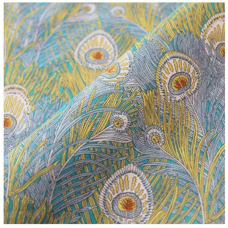 Лидер продаж, мягкая Современная хлопковая ткань с принтом в виде перьев, 100% хлопок, индивидуальный Цифровой цветочный принт, свобода, Лондон