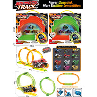 Kit d'assemblage de moto jouet pour enfants en plastique à l'échelle 1:5, à inertie, avec piste transformable et lanceur Flying Racers