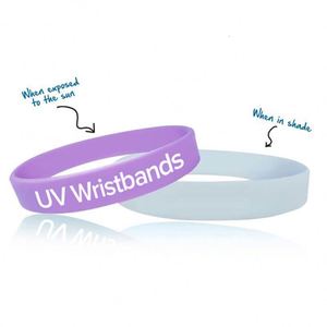UV Protect braccialetto in oro bianco <span class=keywords><strong>con</strong></span> <span class=keywords><strong>smeraldo</strong></span> colore-cambiare il Silicone braccialetto di radiazione rilevatore di prova di controllo e regalo - Product Image 1
