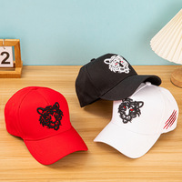 Casquette de baseball vintage en tissu éponge à pois tête de tigre - Unisexe, style européen et américain, chapeau décontracté polyvalent