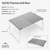 Barbecue de camping en titane pur - Conception pliable et portable, léger (780g)