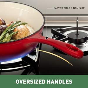 Juego <span class=keywords><strong>de</strong></span> Utensilios <span class=keywords><strong>de</strong></span> Cocina <span class=keywords><strong>de</strong></span> Hierro Fundido Esmaltado LOVFE <span class=keywords><strong>de</strong></span> 7 Piezas No Tóxicas, Incluye Olla Holandesa, Cacerola, Asador, Sartén para Asar <span class=keywords><strong>y</strong></span> Sartén para Freír - Product Image 3