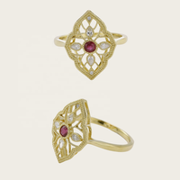 DEYIN, nuevo conjunto de joyería fina de piedras preciosas de estilo Vintage, anillos de rubí de diamante Natural Real de oro puro de 18 quilates para mujer