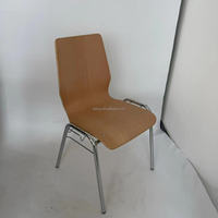 Chaise de conférence en contreplaqué courbé avec cadre chromé, chaise de banquet pour formation