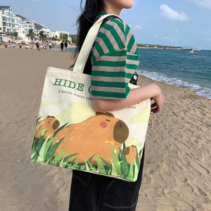Nouveau Style mignon Capybara toile sac fourre-tout grande capacité femmes sac à bandoulière à la mode une pièce conception pour les banlieusards hommes - Product Image 1
