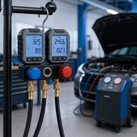 Jeu de manomètres numériques HVAC Retek, kit de manomètres pour réfrigérant automobile, R134a R410A R22 R32, 75 bars, alliage d'aluminium
