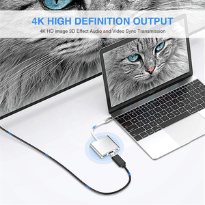 Hợp kim nhôm 3 trong 1 USB C HUB Docking Station 3 cổng Loại C đến 4K HDTV Nick mạ USB 3.0 PD 3.0 USB HUB Loại C HUB 3 trong 1 - Product Image 3