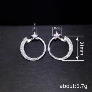 Orecchini a cerchio a stella da donna, design circolare, eleganti, alla moda, accessori per l'uso quotidiano - Product Image 6
