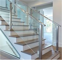 Meilleur Choix - Ventes Flash : Main courante d'escalier contemporaine en acier inoxydable et verre, pour usage hôtelier, avec tubes ronds et carrés