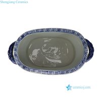 RZSC68-F Bac à plantes en céramique vintage à motif floral et d'oiseaux, bassin ovale en porcelaine pour la décoration de la maison et du jardin