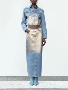 Gonne Midi rivestite in stile Vintage personalizzate giacche in Denim Set gonne da <span class=keywords><strong>donna</strong></span> giacche da <span class=keywords><strong>donna</strong></span> - Product Image 2