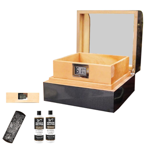 Caja de puros de cuero de cedro de madera maciza portátil pequeño moderno de lujo al por mayor acabado de laca humidificador para viajes (100 - Product Image 1