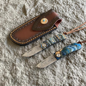 Cuchillo plegable exquisito YG2R, mango Molar de mamut gigante, proceso azul a la parrilla, hoja de acero de Damasco de Suecia, cuchillo de bolsillo de gama alta - Product Image 4