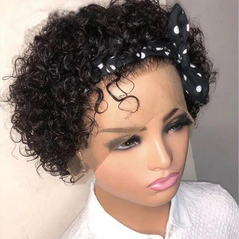 Cheap Natural Color Short Bob Wig Pixie Cut Peruvian Virgin Human Hair Full Hd Lace Frontal Closure Wig For Black Women In Stock