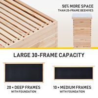 Colmena de Abejas Langstroth de 3 Niveles, Caja de Madera para Apicultores, 2 Niveles Profundos y 1 Mediano