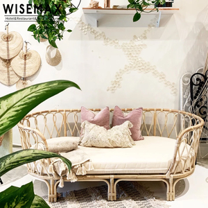 WISEMAX FURNITURE Canapé de loisirs en <span class=keywords><strong>rotin</strong></span> <span class=keywords><strong>naturel</strong></span> fait à la main, design minimaliste, pour patio, jardin, hôtel, café, restaurant - Product Image 4