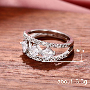 Anello con Zirconi Quadrati Completamente Incrostati, Elegante Gioiello da Donna alla Moda, Regalo di San Valentino - Product Image 5