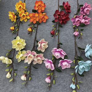 Flores artificiales decorativas, 4 cabezas, <span class=keywords><strong>Magnolia</strong></span> <span class=keywords><strong>Grandiflora</strong></span>, venta al por mayor - Product Image 2