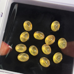 ลูกปัดแซฟไฟร์ทรงวงรีรูปดาวสีน้ำเงินสีขาวสีเหลืองอัญมณีหลวมขายส่งหลังแบน - Product Image 3