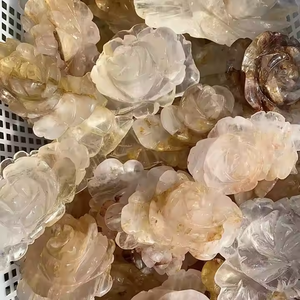 Di alta qualità naturale dorato guaritore di <span class=keywords><strong>loto</strong></span> a forma di giallo fuoco quarzo ematoide di cristallo artigianale elegante intagliato decorazione per i regali - Product Image 4