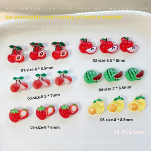 Breloques en résine 3D pour ongles, motifs fruits (cerise, fraise), style frais et délicat, accessoires de décoration pour nail art, pour manucure DIY en salon, en gros - Product Image 5