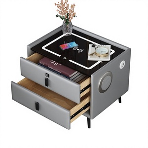 Comodino Moderno Convertibile ed Estensibile con Ricarica Wireless e 2 Cassetti per Appartamenti, Camere da Letto e Hotel - Product Image 1