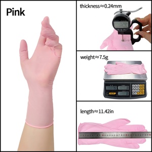 Gants en nitrile jetables roses à manches longues de 12 pouces pour le nettoyage des toilettes, la vaisselle et l'usage domestique - Product Image 1