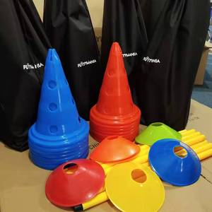 Sneaker penanda olahraga sepak bola, kit kerucut fleksibel rintangan dengan tas pembawa