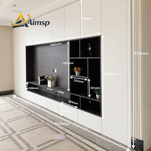 Aimsp, nuevo diseño minimalista, Unidad de pared de madera, soporte de Tv, diseño moderno de gabinete de Tv de lujo para juego de muebles personalizado - Product Image 5