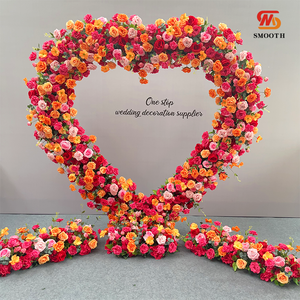 ดอกไม้ประดิษฐ์รูปหัวใจทำด้วยมือทำจากผ้าไหมฉากหลังซุ้มแต่งงานแบบเรียบนุ่มเนียนสำหรับการตกแต่งกิจกรรมในวันวาเลนไทน์ - Product Image 1