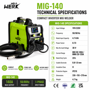 Nueva Soldadora Eléctrica Portátil 3 en 1 MIG/MMA/LIFT <span class=keywords><strong>TIG</strong></span> con Inversor <span class=keywords><strong>de</strong></span> PCB Único para <span class=keywords><strong>Gas</strong></span> y <span class=keywords><strong>sin</strong></span> <span class=keywords><strong>Gas</strong></span>, Entrada <span class=keywords><strong>de</strong></span> 220V, Alambre Sólido <span class=keywords><strong>de</strong></span> 0.8mm - Product Image 5