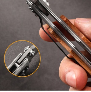 Navaja Plegable para Dropshipping en Shopify, Navaja Multiusos de Acero Inoxidable para Exteriores, Camping, EDC, con Mango de Madera Portátil - Product Image 5