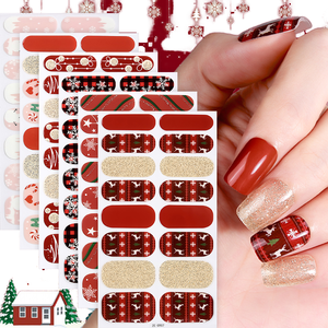 Desain baru 16 strip ramah lingkungan tidak beracun tahan lama mengkilap tipis Foil emas cap seni kuku stiker dekorasi Natal - Product Image 1