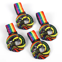 Médaille de finisseur personnalisée Rainbow Run, logo sur mesure, alliage de zinc, émail souple, ronde creuse, récompense pour événement sportif